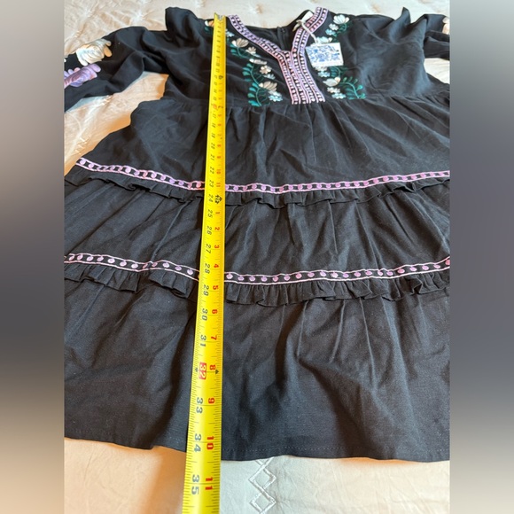 ROLLER RABBIT  Black Dress with Floral Embroidery size XL - Picture 11 of 13